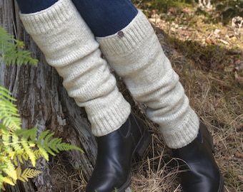 Hand Knitted Wool Leg Warmers - Fair Trade Thermal Fleece Lined