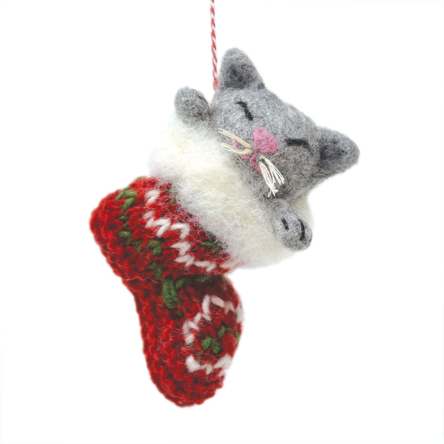 Hand Felted Cat Christmas Tree Decoration Fair Trade Etsy UK