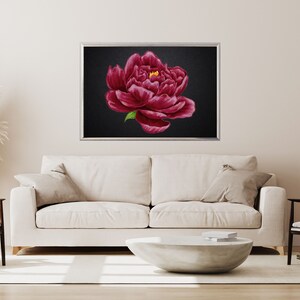 Samsung Frame TV Art Dark Floral Painting, Moody Red Vintage Botanical ...