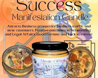 Success Manifestation Candle -  Manifestation Candles * Intention Candles *  Crystals & Herbs * Reiki * Energy Healing * Metaphysical Gifts