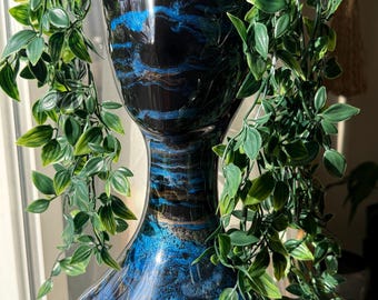 High Gloss Abstract Head Planter: Upcycled Home Decor includes Spider Plant