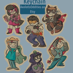 RETIRING Bus Stop Boys Superhero Epoxy Keychains