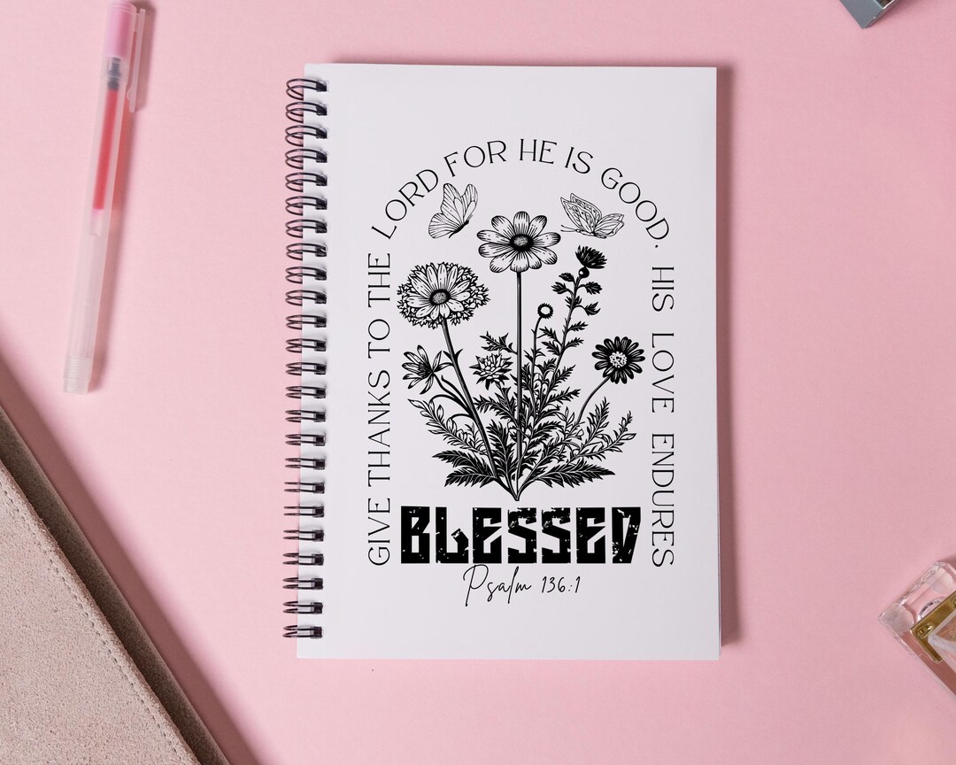Floral Christian Spiral Notebook: Blessed Bible Verse Journal - Etsy