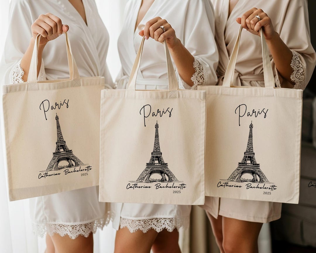 Paris Bachelorette Tote Bag: Personalized Eiffel Tower Cotton Canvas - Etsy