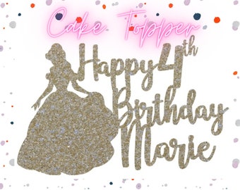 Belle Cake Toppers, Disney Inspired Cake Toppers, Beauty and the Beast, Belle Birthday Party, Belle Princess Toppers, Princess Cake Party