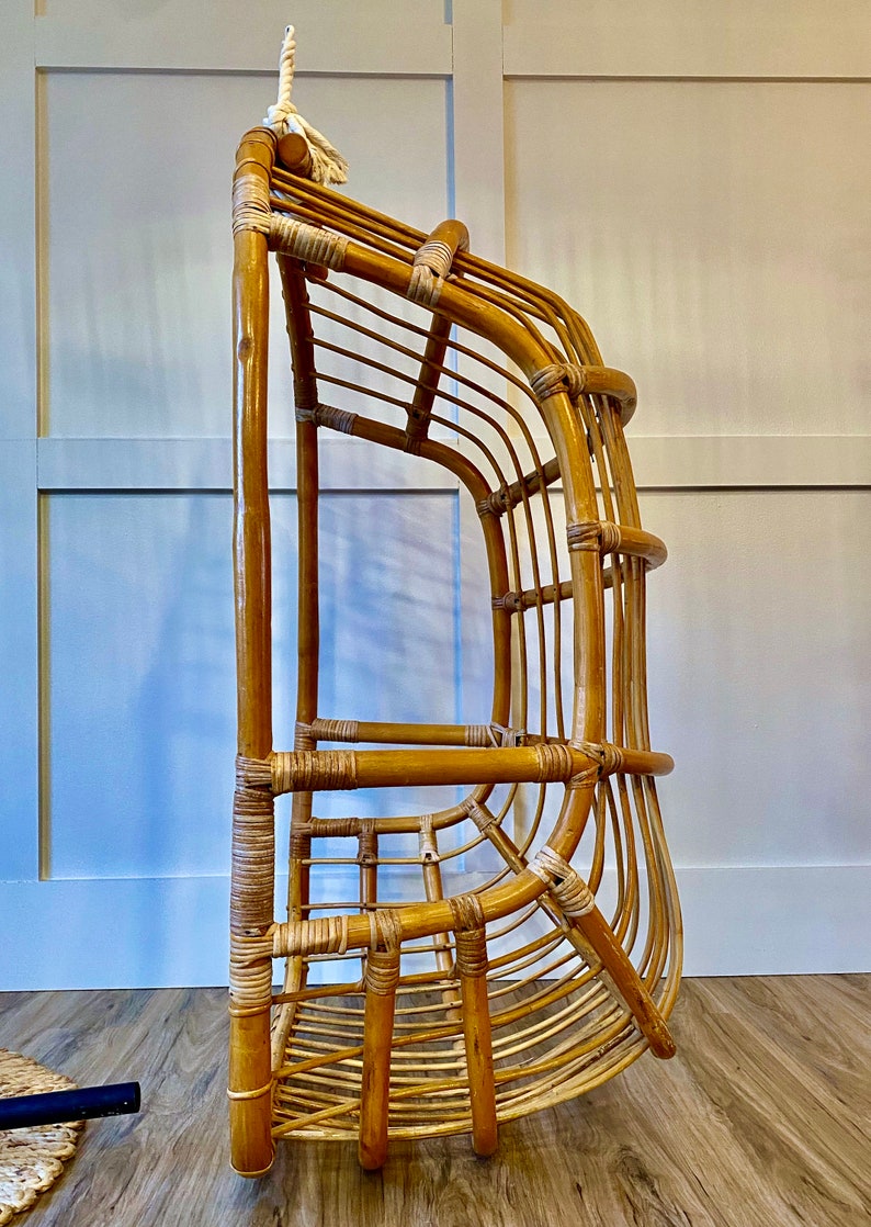 1950's Rattan Hanging Chair & STAND Etsy