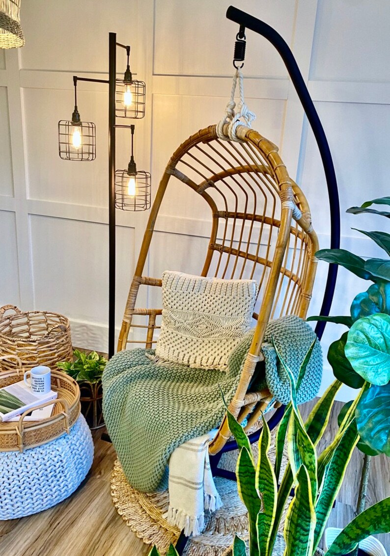 1950's Rattan Hanging Chair & STAND Etsy