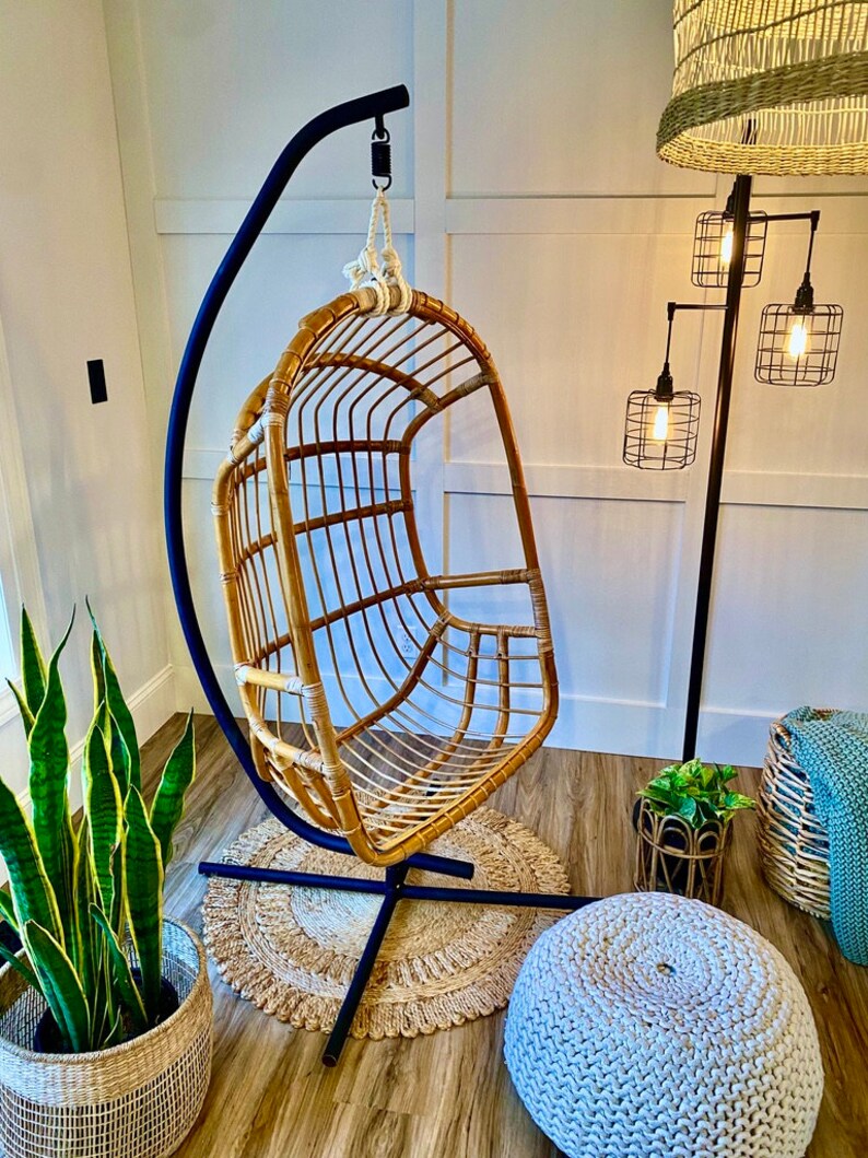 1950's Rattan Hanging Chair & STAND Etsy