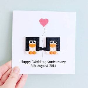 Cartão Pinguins Feliz Aniversário de Tijolos Personalizados