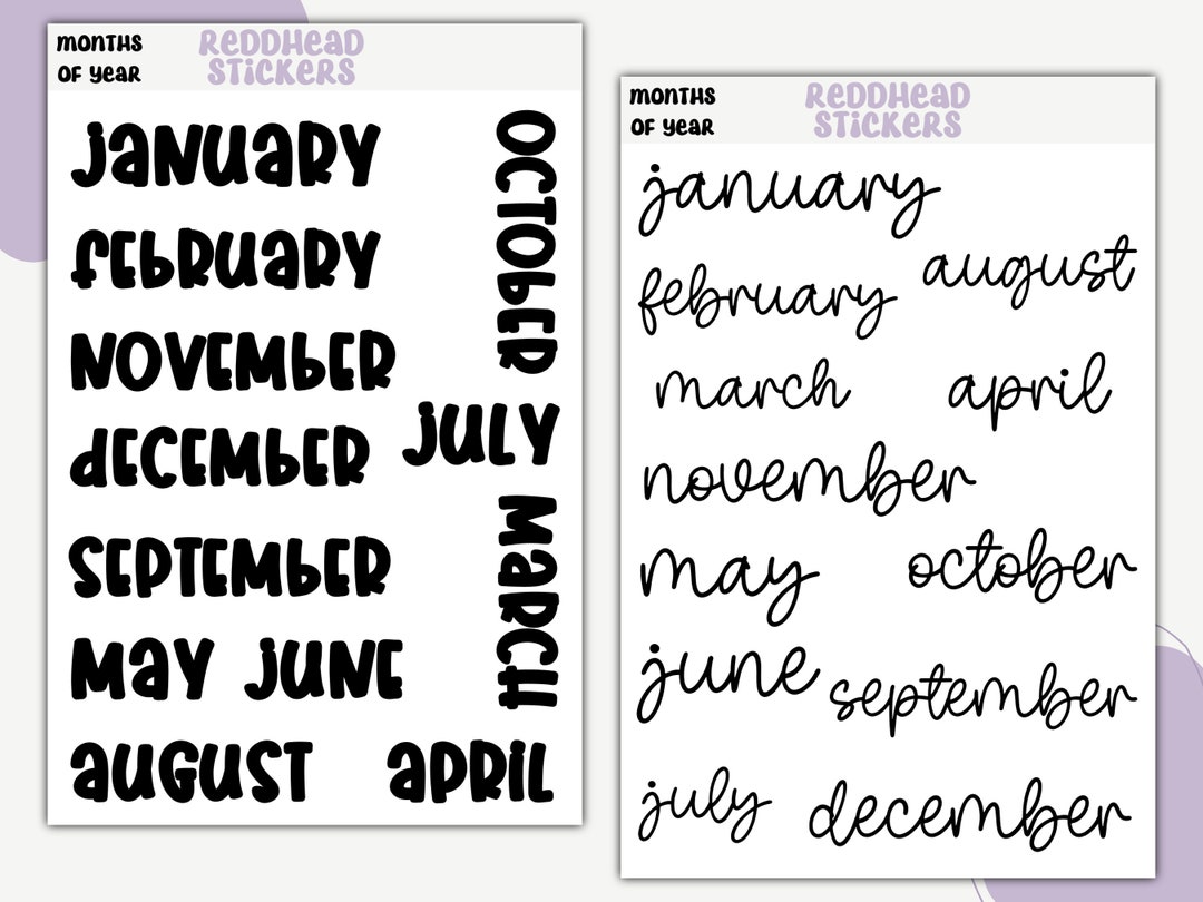 Months of the Year Planner Stickers Script Stickers Planner Stickers ...