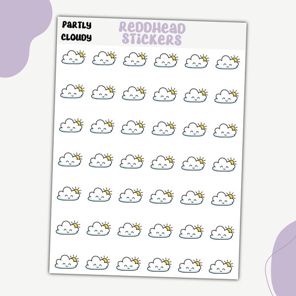 Partly Cloudy Stickers | Weather Stickers | Planner Stickers | Planner Icons | Functional Planning | Functional Stickers