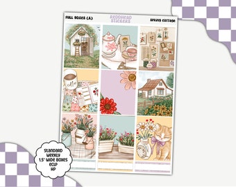 Vertical Weekly Planner Stickers | A La Carte | Spring Cottage | Spring Planner Stickers | Planner with 1.5" Width Boxes