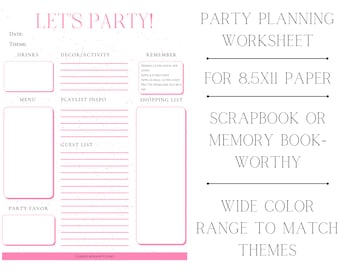 party plan jewelry companies PINK "Let's Party" Printable Party Planner, Event Planner, Birthday Planner, Party Checklist, Birthday Party Organizer, Menu, To Do List