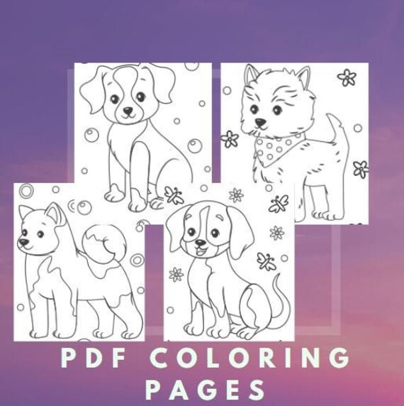 puppy dog coloring pages dog coloring book 21 pages etsy