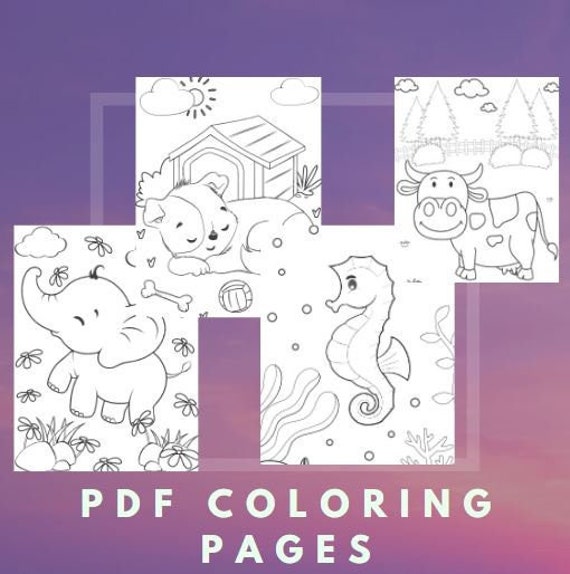 cute animal coloring pages printable animal coloring book etsy