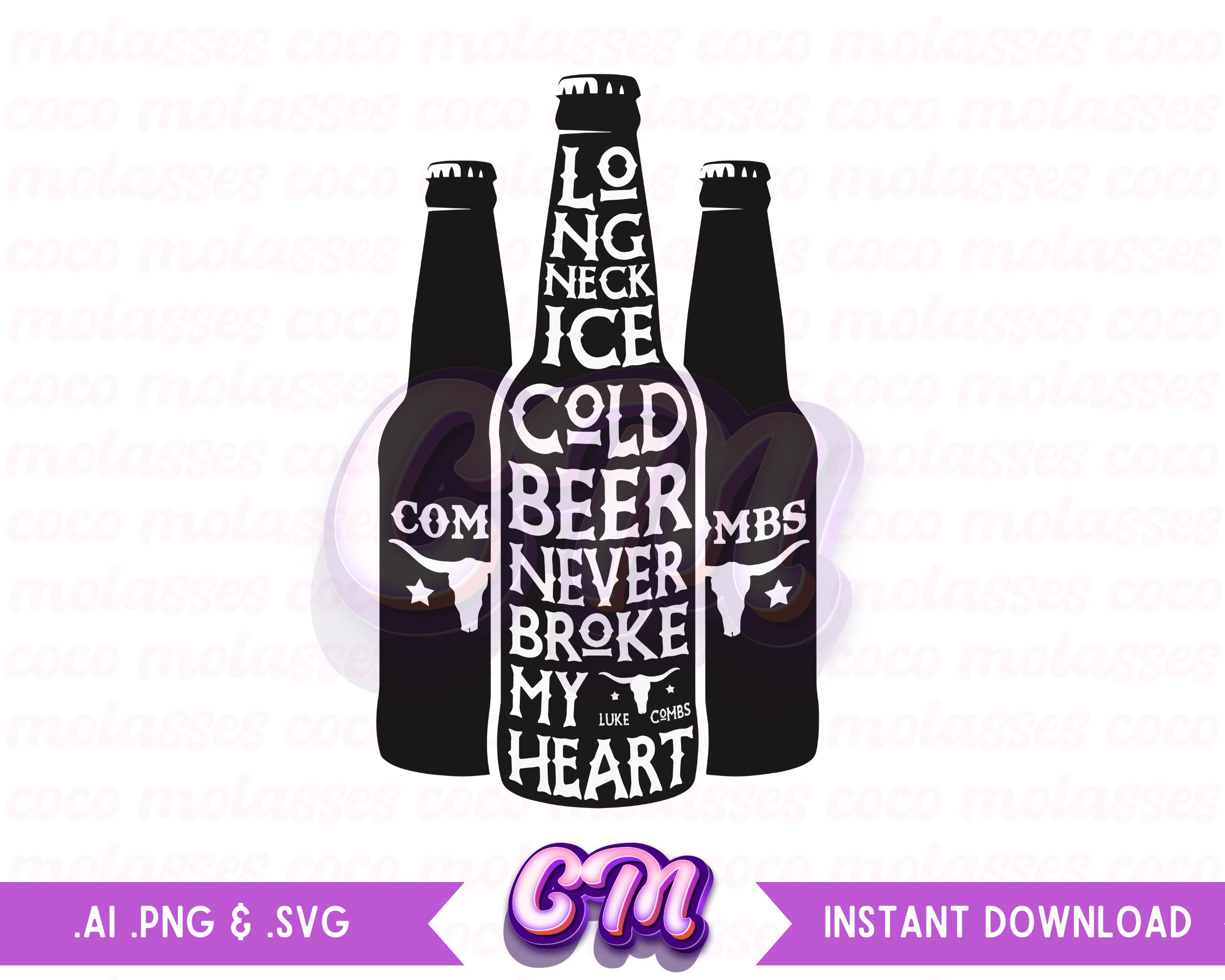 Luke Combs Beer Bottle SVG Combs PNG Luke Combs Digital - Etsy