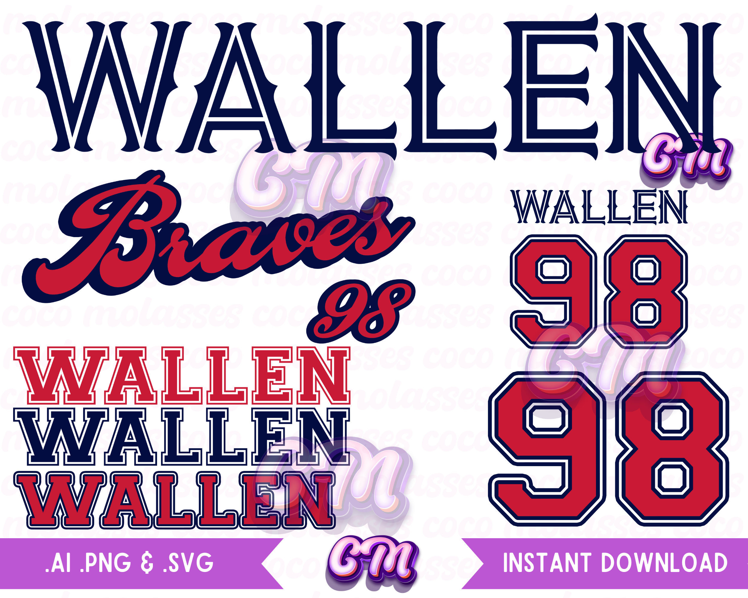 Wallen 98 Braves SVG, Country Music SVG, Morgan Wallen 98 Braves SVG