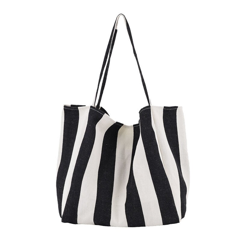 Striped Canvas Bag Large Tote Bag Canvas Shoulder Bag - Etsy