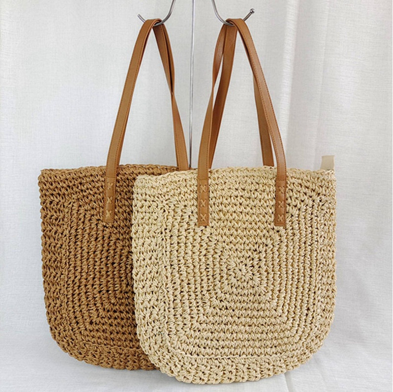 Large Capacity Straw Beach Shoulder Bag Paper Rope Woven Bag Etsy