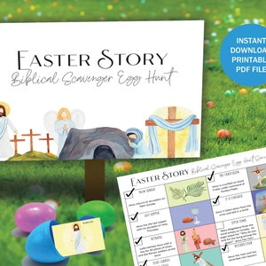 Easter Egg Scavenger Hunt Bible Story Printable | Christian Easter Egg Hunt for Kids | Easter Games