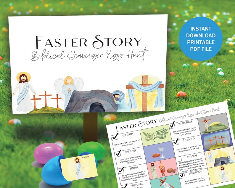 Easter Egg Scavenger Hunt Bible Story Printable Christian Easter Egg