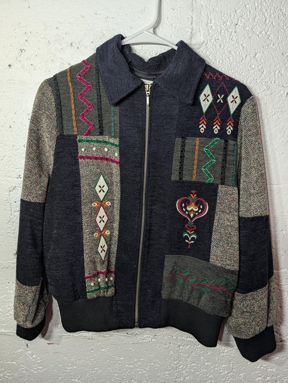Vintage 90s Graff funky patchwork textile jacket