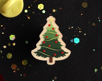 Christmas Tree Wooden Pin Badge