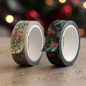 Washi Tape Weihnachten, Stechpalme & Mistel, 2er Pack