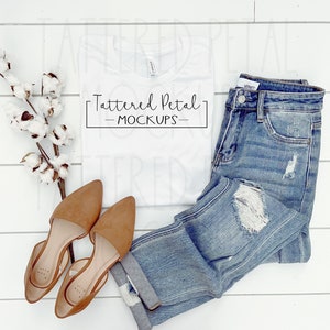 Bella Canvas 3001 white tee mockup | Bella Canvas flat lay | Bella Canvas white shirt mock up | t-shirt mockup | tee shirt flat lay