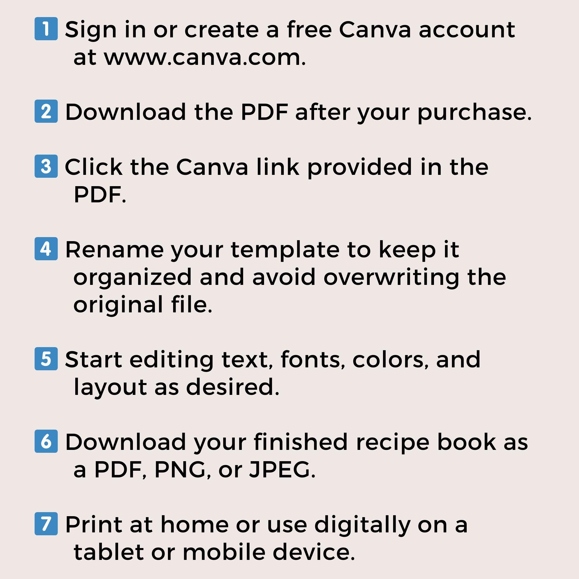 Editable Recipe Book Template Canva Cookbook Minimal Design Family DIY ...