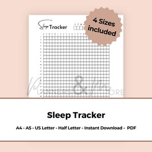 Página do diário do rastreador de sono Design minimalista de pixel para impressão e digital A4 A5 Meia carta e Carta dos EUA Download instantâneo em PDF