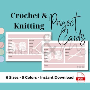 Crochet & Knitting Project Cards | Crafty Planner Essentials Printable Pastel Planner Pages in Various Sizes Instant Download PDF