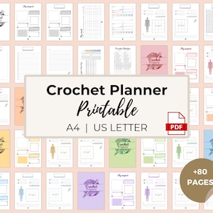 Printable Crochet Project Planner Pattern Template, Yarn Stash & Hook Size Guide  80+ Pages A4 + US Letter PDF Instant Download