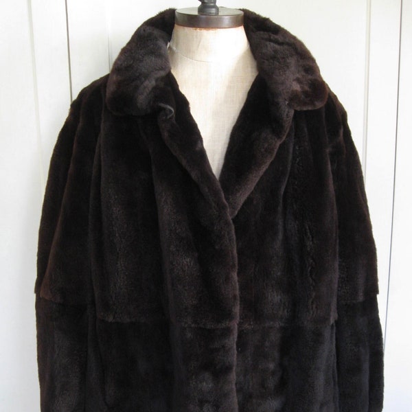 Real Sheared Mink Fur Coat Dark Brown plus size DISCOUNT! See description