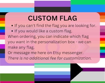 Custom Flag, 5 sizes, any LGBTQIA2S+ Pride Flag, Rainbow Pride, ideal for pride marches, flagpoles, wall hanging, Free Worldwide Shipping