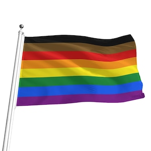 Philly Rainbow Flag, 5 sizes, LGBT Pride Flag, BLM Rainbow Pride, ideal for pride marches, flagpoles, wall hanging, Free Worldwide Shipping