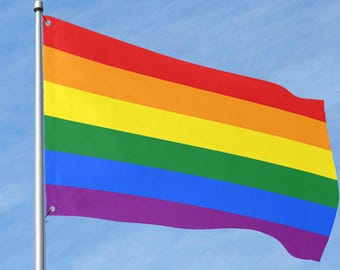 Gay Pride-vlag, print aan één zijde met doorvoertules, 5 maten, LGBTQ Pride-vlag, Rainbow Pride, ideaal voor pride-marsen, muurdecoratie, gratis verzending