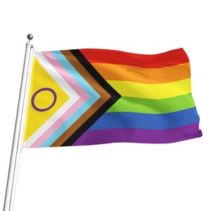 Inclusive Rainbow Pride Flag, LGBTQIA+ BLM inclusive Pride Flag, ideal for pride marches, flagpoles, wall hanging, Free Worldwide Shipping