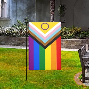 Inclusive Rainbow Pride Garden Flag 12&quot;x18&quot; LGBTQIA+ BLM inclusive Pride Flag For Garden, Deck or as a Wall Hanging, 3 Styles Available