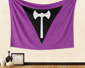 Labrys Orgullo Lésbico Colgante de Pared WLW Tapiz con Impresión por Una Cara / Totalmente personalizable: añade cualquier texto, incluso cambia de color