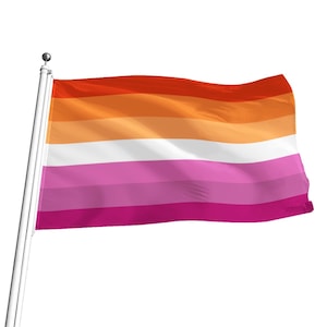 Top Quality Lesbian Pride Flag - 7 Stripes, 5 sizes, LGBTQ+ Pride Flag, ideal for pride marches, flagpoles, wall hanging, Free Shipping