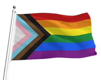 Progress Pride Vlag, 5 maten, LGBTQ + BLM inclusief Pride Flag, ideaal voor pride marsen, vlaggenmasten, muur opknoping, gratis wereldwijde verzending