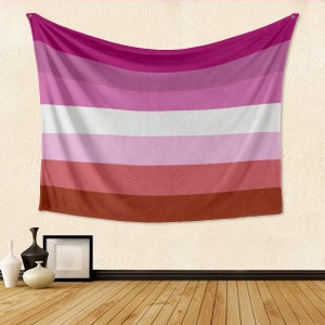 Lesbian Pride Wall Hanging - Pink Version, WLW Single-Side Print Tapestry | Totally personalizable: add any text, even change colors