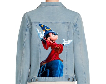 Mickey Mouse Hand-Painted Jacket - Disney Custom Design | Disney Jean Jacket, Hand Paint Jacket, Disney Inspired Jacket, Disney Denim Jacket