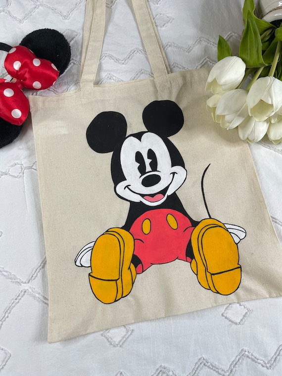 手描きのディズニートートバッグ、カスタムディズニーキャンバスバッグ 