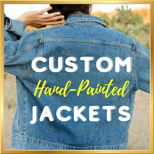 Custom Painted Denim Jacket • Any Design! • Premium Hand-Painted Service • Singers, Logos, Disney, Pets, and More • Free Mockup Included