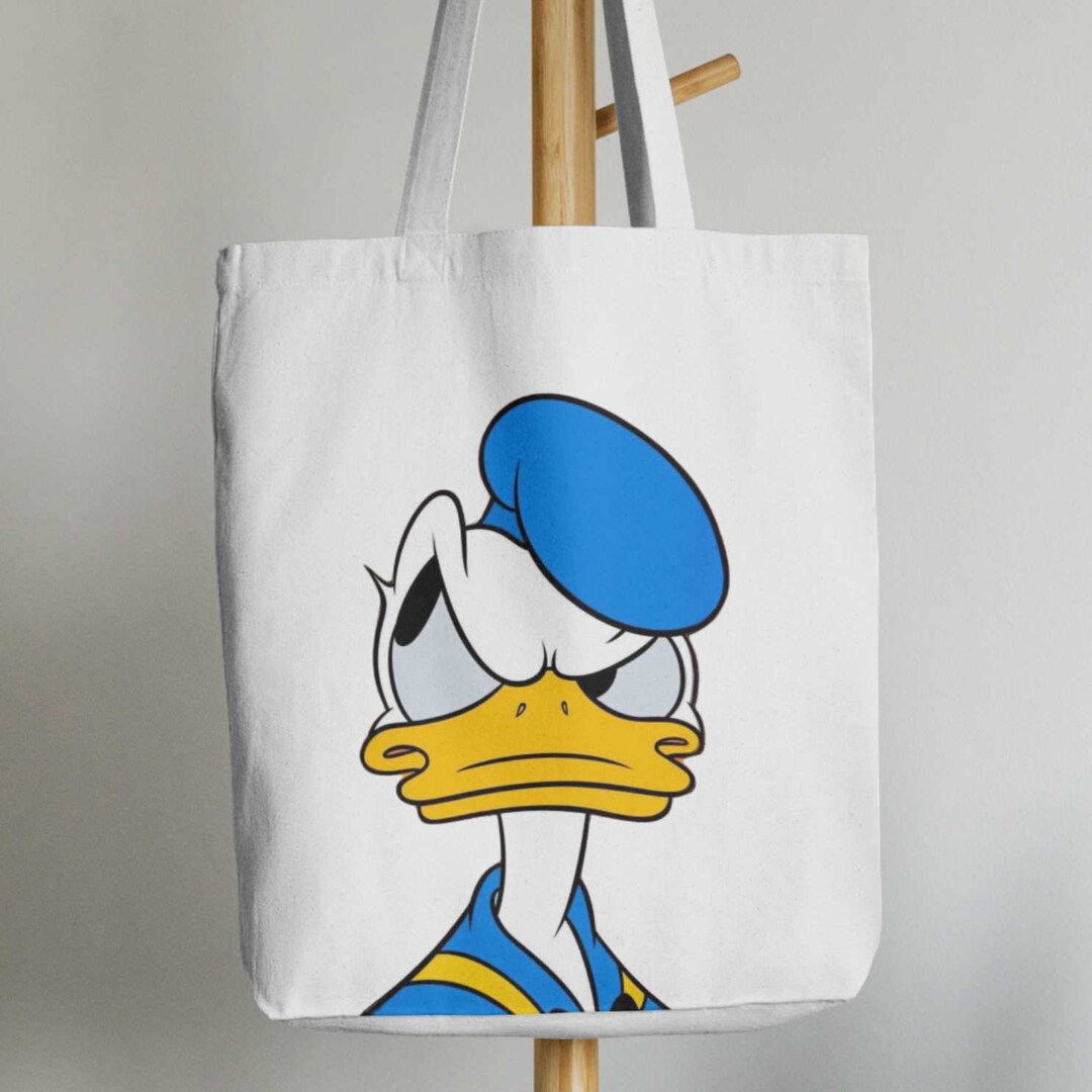 Handpainted Donald Duck Tote Bag, Custom Disney Canvas Bag, Donald