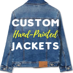 Custom Painted Denim Jacket • Any Design! • Premium Hand-Painted Service • Singers, Logos, Disney, Pets, and More • Free Mockup Included
