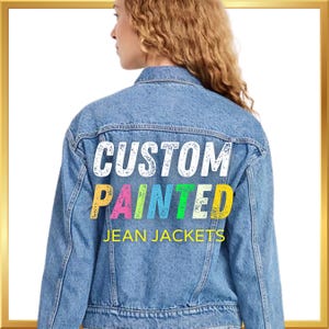 Custom Painted Denim Jacket • Any Design! • Premium Hand-Painted Service • Singers, Logos, Disney, Pets, and More • Free Mockup Included