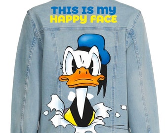Donald Duck Hand-Painted Jacket - Disney Custom Design | Disney Jean Jacket, Hand Paint Jacket, Disney Inspired Jacket, Disney Denim Jacket